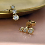 18ct Yellow Gold Graduated Bezel Set Diamond Bubble Stud Earrings