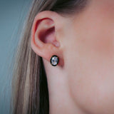 Georgini Reflection Black Enamel Stud Earrings Gold Plated IE1059G