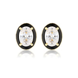 Georgini Reflection Black Enamel Stud Earrings Gold Plated IE1059G