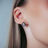 Georgini Reflection Black Enamel Stud Earrings Silver IE1059W