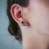 Georgini Reflection Black Enamel Stud Earrings Silver IE1059W