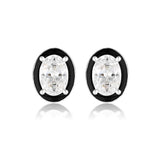 Georgini Reflection Black Enamel Stud Earrings Silver IE1059W