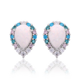Georgini Wisteria Created Opal Floribunda Earrings Silver IE1174W