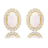 Georgini Opal Glow Blackwattle Created White Opal Stud Earrings Gold Plated IE1184G