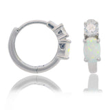 Georgini Opal Glow Created White Opal Hoop Earrings Silver IE1185W