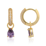 Georgini Wisteria Duo Pear Amethyst Cubic Zirconia Earrings Gold Plated IE1216GA