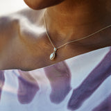 Georgini Opal Glow Blackwattle Created White Opal Necklace Gold Plated IP1184G