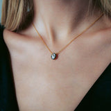 Georgini Reflection Black Enamel Necklace Gold Plated IP874G
