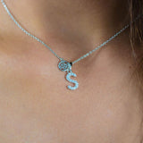 Georgini Luxury Letters 'S' Cubic Zirconia Necklace Silver IP894SW