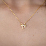 Georgini Sweetheart Cubic Zirconia Bow Necklace Gold Plated IP919G