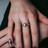 Georgini Reflection Black Enamel Ring Gold Plated IR507G