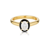 Georgini Reflection Black Enamel Ring Gold Plated IR507G