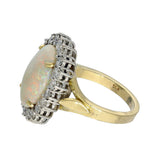 Pre-owned Large 9ct Yellow Gold Opal and Diamond Oval Halo Ring