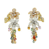 Pre-loved 18ct Gold Pave Diamond & Spinel Chandelier Earrings