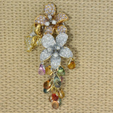Pre-loved 18ct Gold Pave Diamond & Spinel Chandelier Earrings