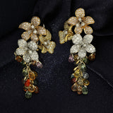 Pre-loved 18ct Gold Pave Diamond & Spinel Chandelier Earrings