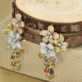 Pre-loved 18ct Gold Pave Diamond & Spinel Chandelier Earrings