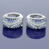 18ct White Gold Diamond and Sapphire Huggie Hoop Earrings