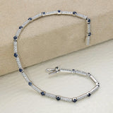 Preowned 18ct White Gold Sapphire & Diamond Tennis Line Bracelet