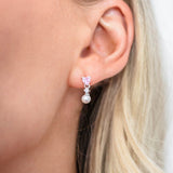 Georgini Sweetheart Pink Mini Heart Pearl Droplet Earrings Silver IE1160P