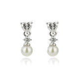 Georgini Sweetheart Mini Heart Pearl Droplet Earrings Silver IE1160W