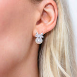 Georgini Sweetheart Bow Pearl Earrings Silver IE1161W