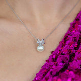 Georgini Sweetheart Bow Pearl Necklace Silver IP921W