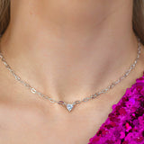 Georgini Sweetheart Pink Cubic Zirconia Heart Chain Necklace Silver IP922PW
