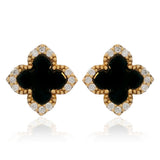Georgini Midnight Velvet Black Agate Stud Earrings Gold Plated IE1187GB