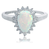 Georgini Opal Glow Rozelle Created White Opal Ring Silver IR1183W