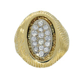 Pre-owned Textured 18ct Yellow Gold & Diamond Oval Signet Ring