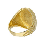 Pre-owned Textured 18ct Yellow Gold & Diamond Oval Signet Ring