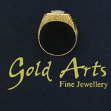 Pre-owned Textured 18ct Yellow Gold & Diamond Oval Signet Ring
