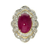 Pre-loved 14ct Yellow Gold Cabochon Ruby & Diamond Cocktail Ring