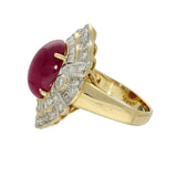 Pre-loved 14ct Yellow Gold Cabochon Ruby & Diamond Cocktail Ring