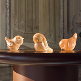 Lalique Piou-Piou Head Up Sculpture - Clear With Coral Patina Crystal 10857500