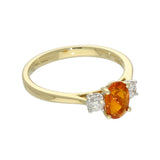 18ct Yellow Gold 0.49ct Oval Fire Opal and Diamond Trilogy Ring