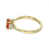 18ct Yellow Gold 0.49ct Oval Fire Opal and Diamond Trilogy Ring