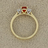 18ct Yellow Gold 0.49ct Oval Fire Opal and Diamond Trilogy Ring