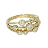 18ct Yellow Gold 0.52ct Bezel Set Diamonds Triple Row Bubble Ring