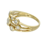 18ct Yellow Gold 0.52ct Bezel Set Diamonds Triple Row Bubble Ring