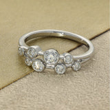 Platinum 0.48ct Bezel Set Diamonds Double Row Bubble Ring