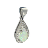 18ct White Gold Opal and Diamond Halo Teardrop Pendant