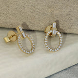 18ct Yellow Gold Oval Outline Diamond Drop Earrings