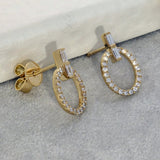18ct Yellow Gold Oval Outline Diamond Drop Earrings