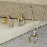 18ct Yellow Gold Oval Outline Diamond Drop Earrings