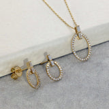 18ct Yellow Gold Oval Outline Diamond Pendant With Baguette Bail 18' Necklace