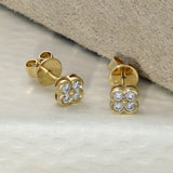 18ct Yellow Gold 0.25ct Diamond Clover Quatrefoil Stud Earrings