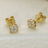 18ct Yellow Gold 0.25ct Diamond Clover Quatrefoil Stud Earrings