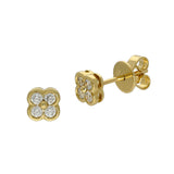 18ct Yellow Gold 0.25ct Diamond Clover Quatrefoil Stud Earrings